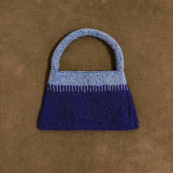Beautiful Hand-beaded Blue Clutch Bag - Picture 3 of 7